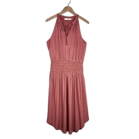 Anthropologie Dress ASTR The Label Midi Dress Sleeveless Smocked Dusty Rose M - Picture 9 of 14